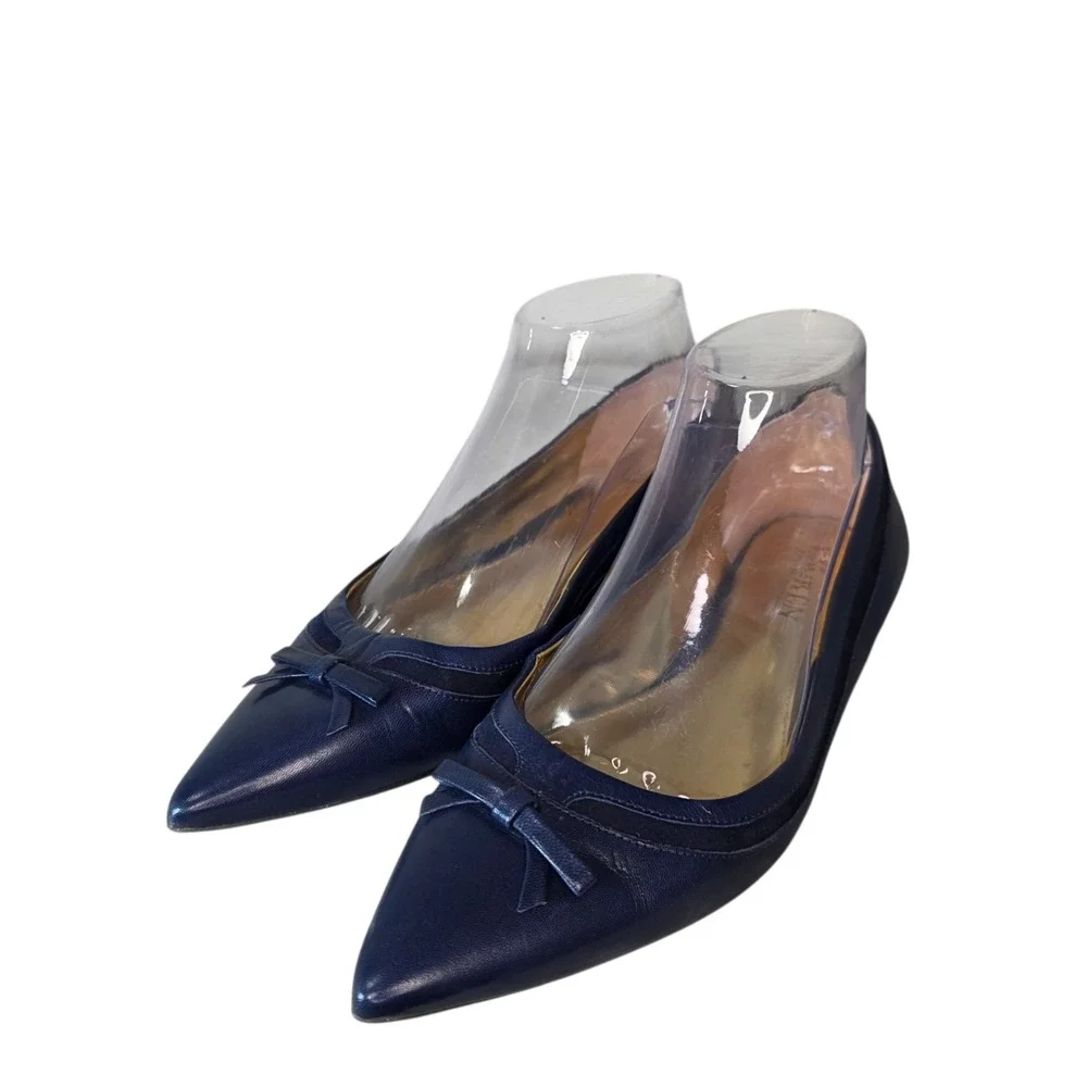 Lauren Ralph Lauren Saige Womens 8B Navy Leather Pointed Toe Ballet Flats